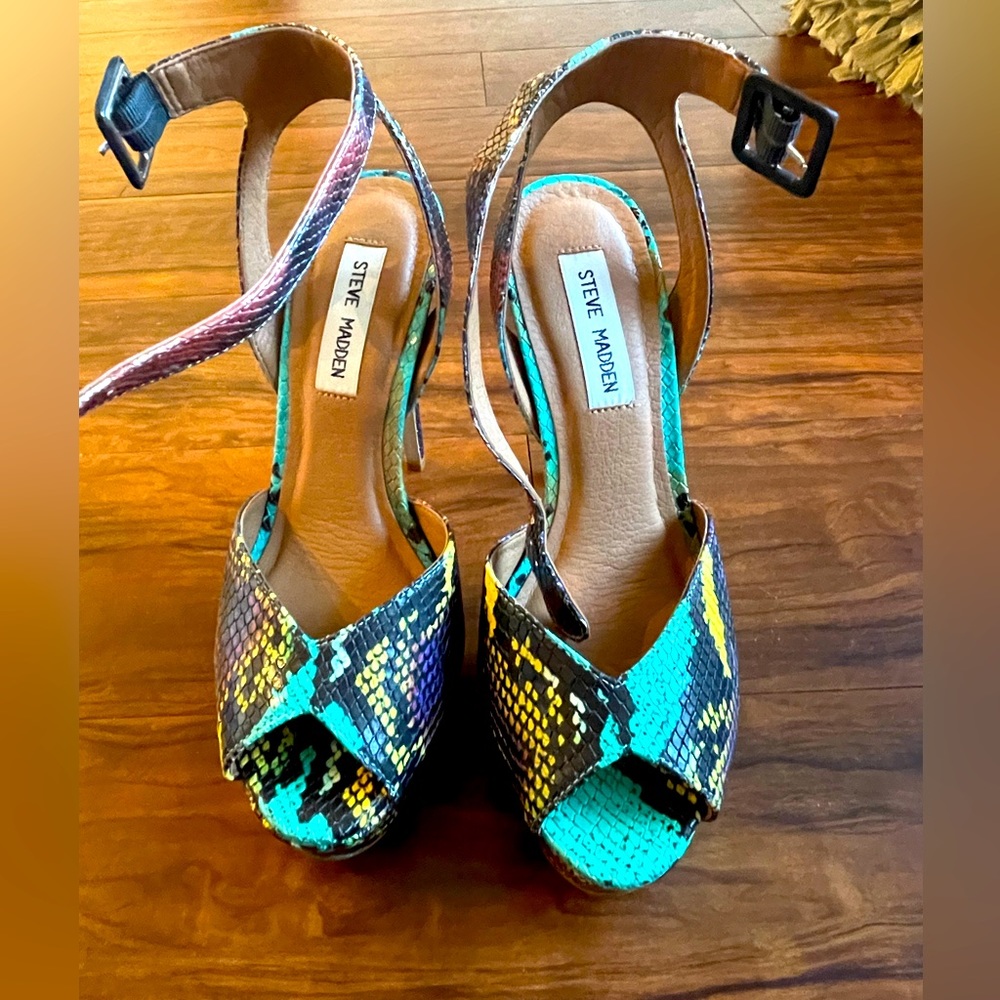 Steven Madden multi-colored snakeskin heels